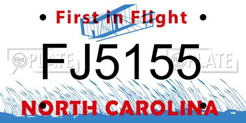 FJ5155 North Carolina License Plate