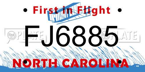 FJ6885 North Carolina License Plate