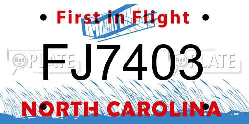 FJ7403 North Carolina License Plate