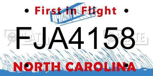 FJA4158 North Carolina License Plate