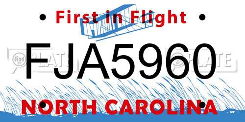 FJA5960 North Carolina License Plate