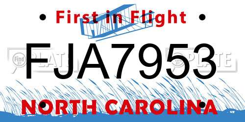 FJA7953 North Carolina License Plate
