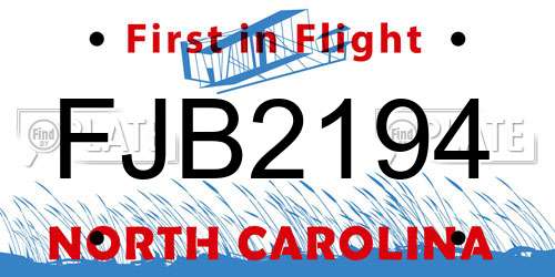 FJB2194 North Carolina License Plate