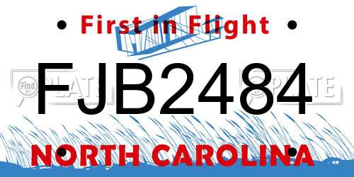 FJB2484 North Carolina License Plate