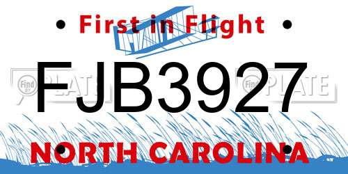 FJB3927 North Carolina License Plate