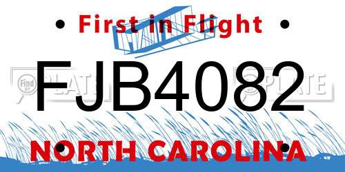 FJB4082 North Carolina License Plate