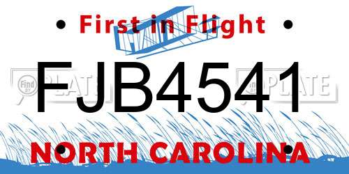 FJB4541 North Carolina License Plate
