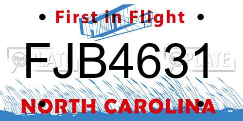 FJB4631 North Carolina License Plate