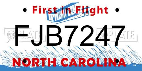 FJB7247 North Carolina License Plate