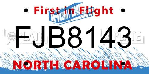FJB8143 North Carolina License Plate