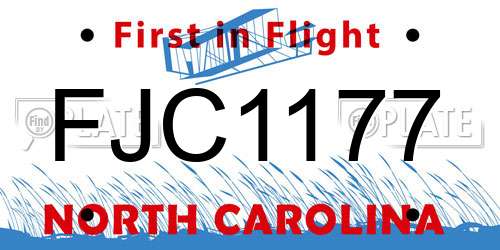 FJC1177 North Carolina License Plate