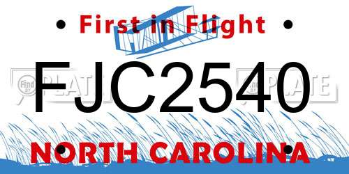FJC2540 North Carolina License Plate