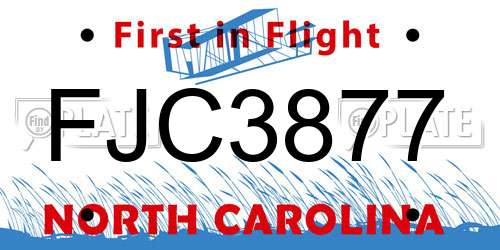 FJC3877 North Carolina License Plate