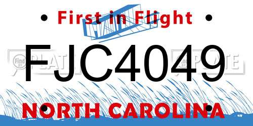 FJC4049 North Carolina License Plate