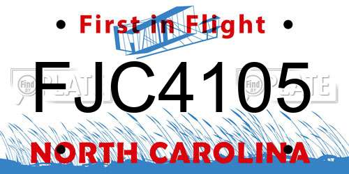 FJC4105 North Carolina License Plate