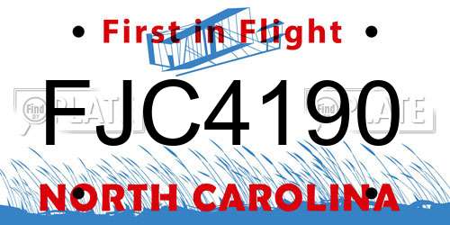 FJC4190 North Carolina License Plate