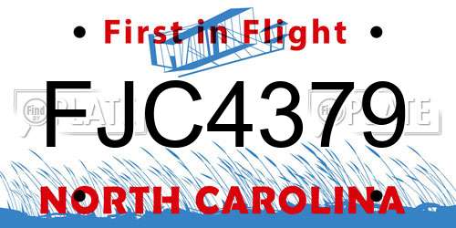 FJC4379 North Carolina License Plate