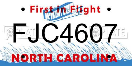 FJC4607 North Carolina License Plate