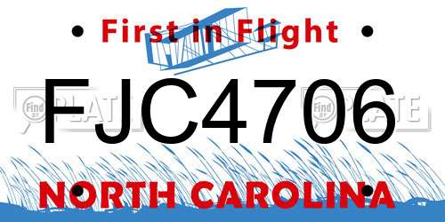 FJC4706 North Carolina License Plate