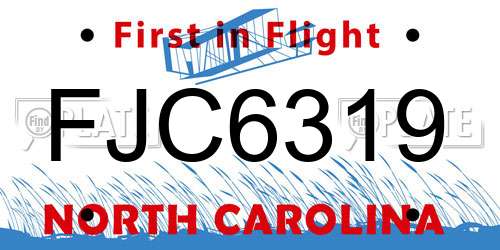 FJC6319 North Carolina License Plate