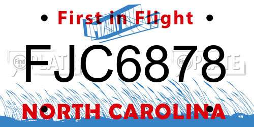 FJC6878 North Carolina License Plate
