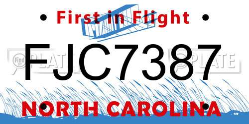 FJC7387 North Carolina License Plate