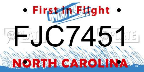 FJC7451 North Carolina License Plate