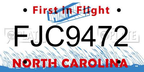 FJC9472 North Carolina License Plate