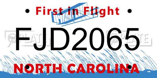 FJD2065 North Carolina License Plate