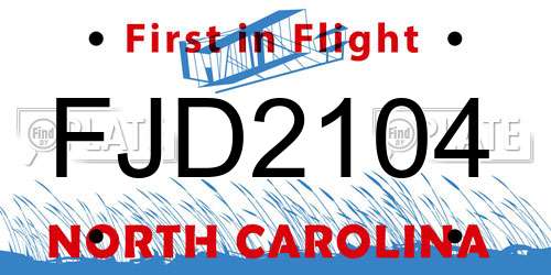 FJD2104 North Carolina License Plate