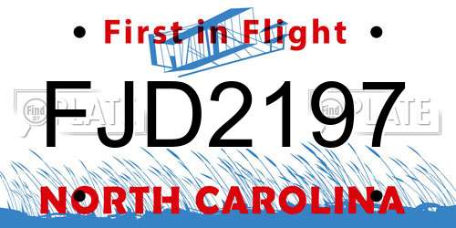 FJD2197 North Carolina License Plate