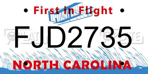 FJD2735 North Carolina License Plate