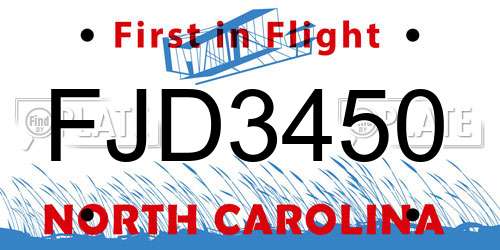FJD3450 North Carolina License Plate