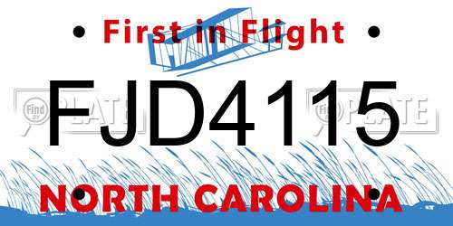 FJD4115 North Carolina License Plate
