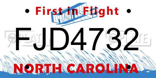FJD4732 North Carolina License Plate