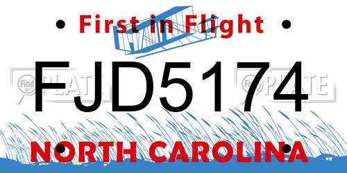 FJD5174 North Carolina License Plate