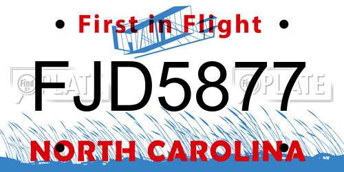 FJD5877 North Carolina License Plate