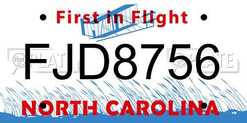 FJD8756 North Carolina License Plate