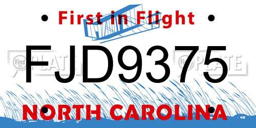 FJD9375 North Carolina License Plate