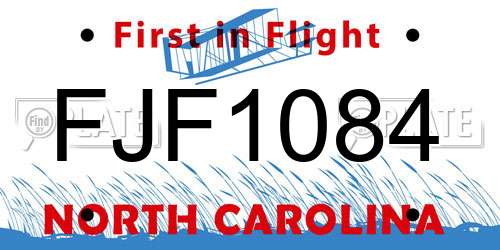 FJF1084 North Carolina License Plate