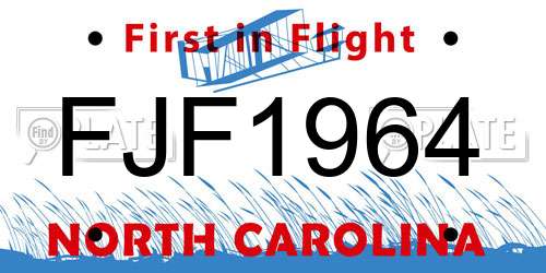FJF1964 North Carolina License Plate
