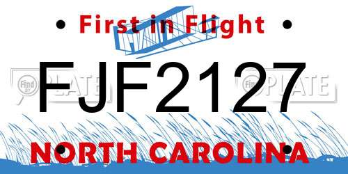 FJF2127 North Carolina License Plate