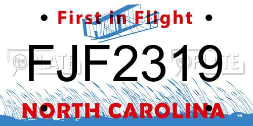 FJF2319 North Carolina License Plate
