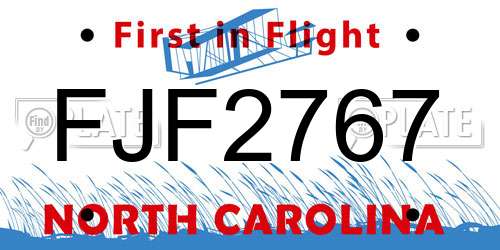 FJF2767 North Carolina License Plate