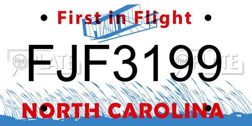 FJF3199 North Carolina License Plate