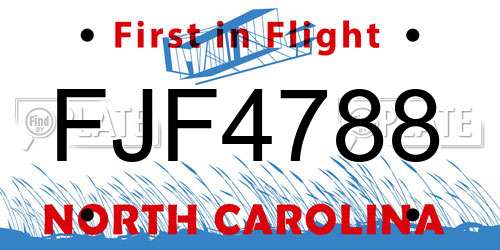 FJF4788 North Carolina License Plate
