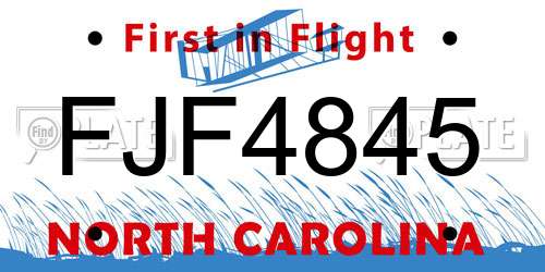 FJF4845 North Carolina License Plate