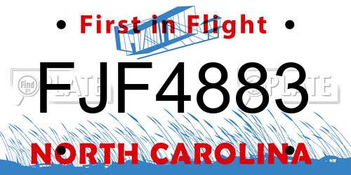 FJF4883 North Carolina License Plate