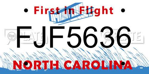 FJF5636 North Carolina License Plate