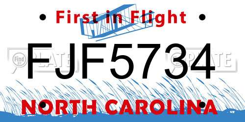 FJF5734 North Carolina License Plate